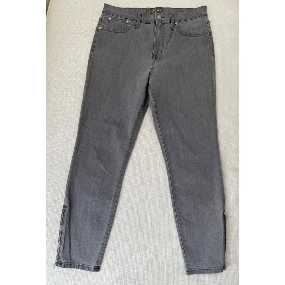 Point Sur Skinny Jeans Womens 29 Grey Ankle‎ Zip Stretch Denim Excellent